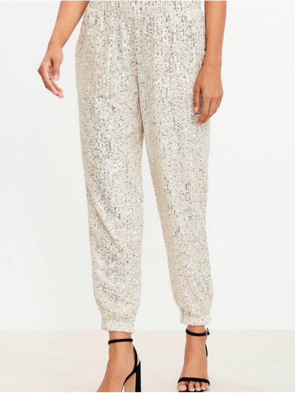 NWT Sequin Jogger Pants - Champagne Sparkle Size Medium